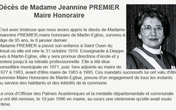 Avis de Décès de Madame Jeannine Premier