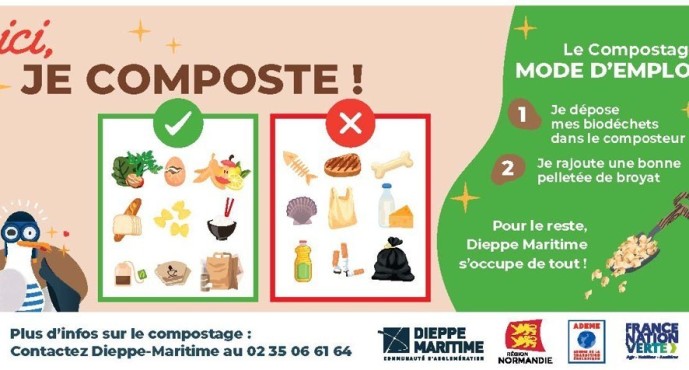 Dieppe-Maritime installe des composteurs de rue à Martin-Eglise pour faciliter le tri des biodéchets