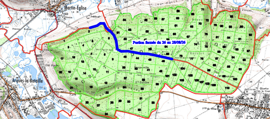 Fermeture route forestière de Dieppe du 26 au 28 août 2026